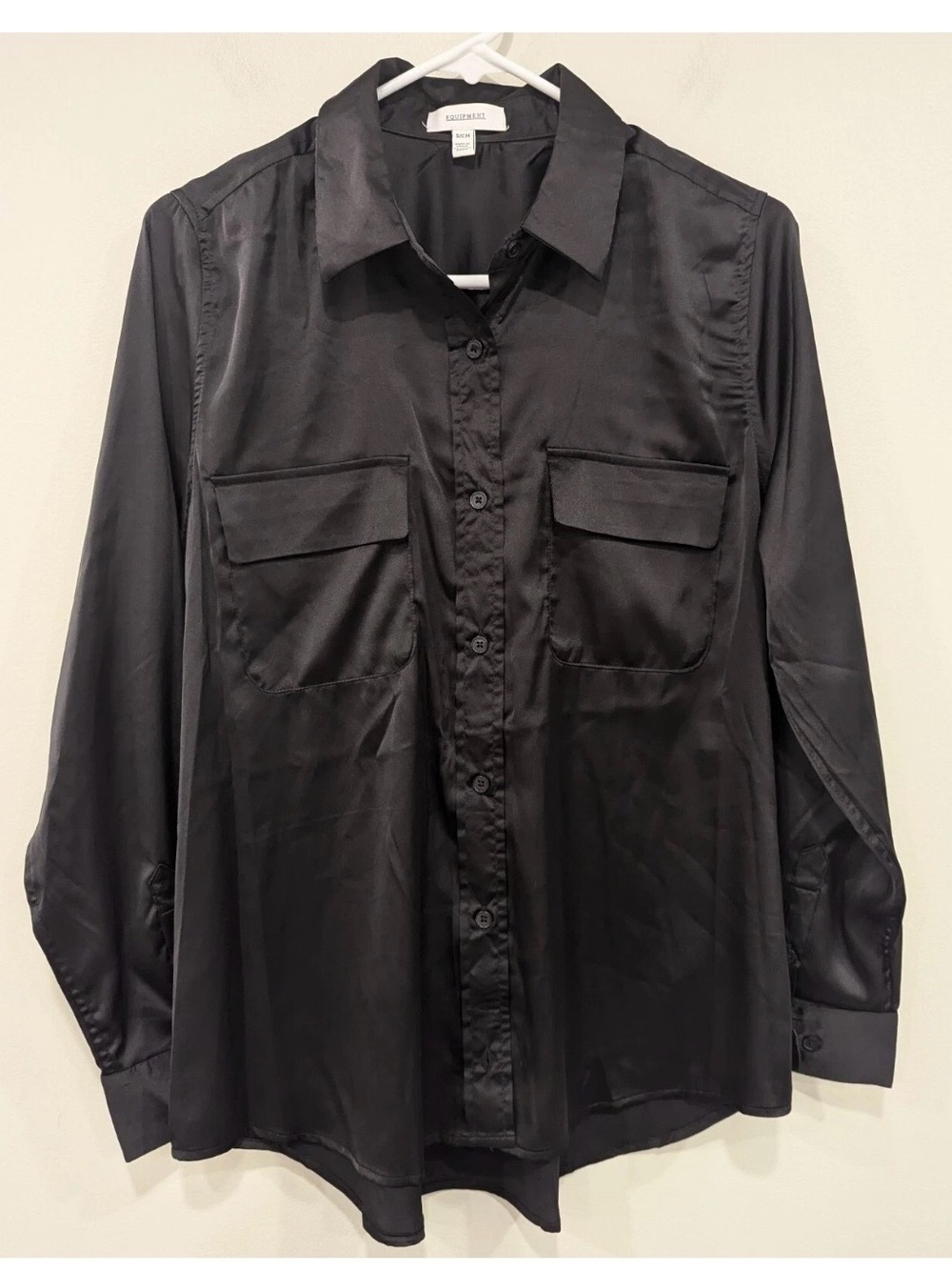 Equipment Black Button Down Shirt Size Medium